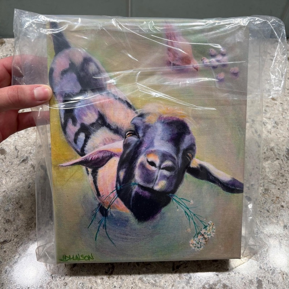 NEW The Dandelion Goat Gallery Wrap Print from original Painting Farmhouse 8x10 - Picture 4 of 5